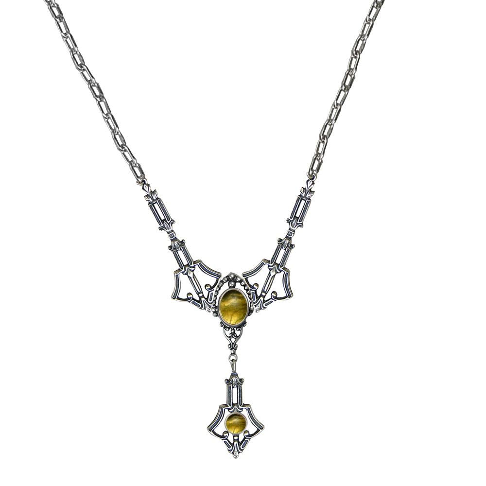 Sterling Silver Victorian Inspired Necklace With Citrine